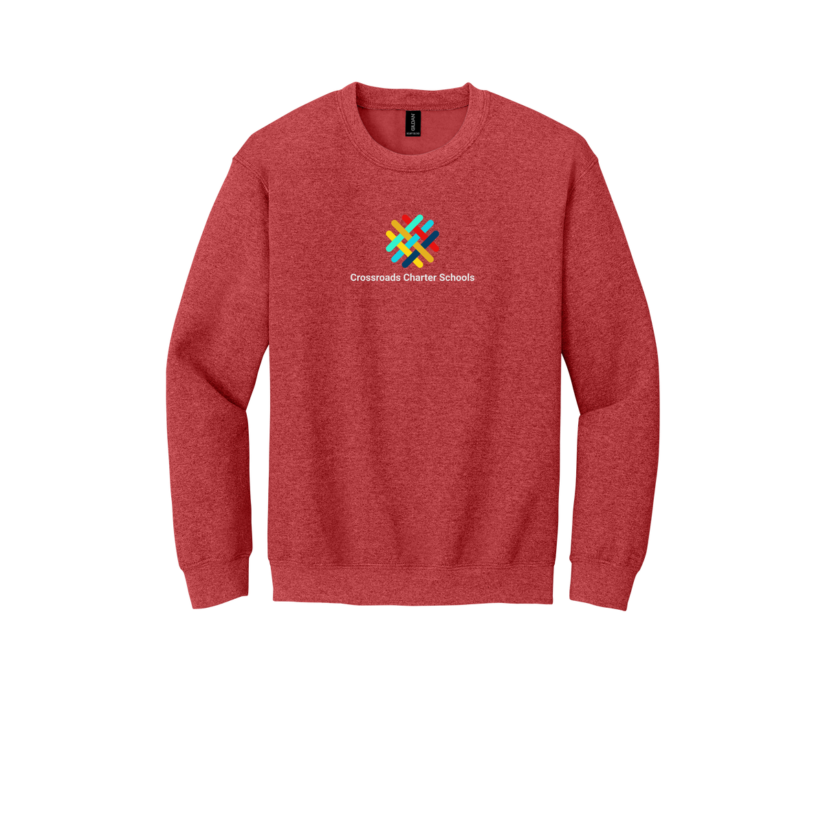 crossroadsschoolskc-comfort-crewneck-dtf-front-18000-heathersportscarlet-flat-front