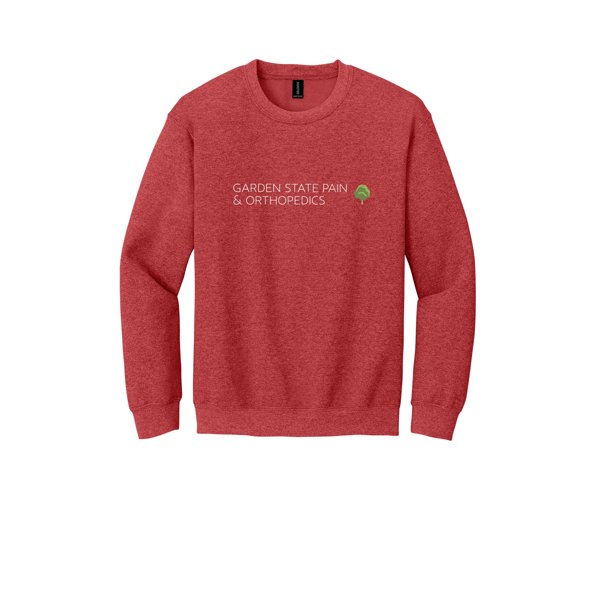 gardenstatepain-clinic-comfort-crewneck-dtf-front-18000-heathersportscarlet-flat-front