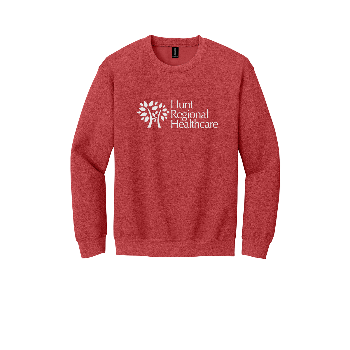 huntregional-clinic-comfort-crewneck-dtf-front-18000-heathersportscarlet-flat-front