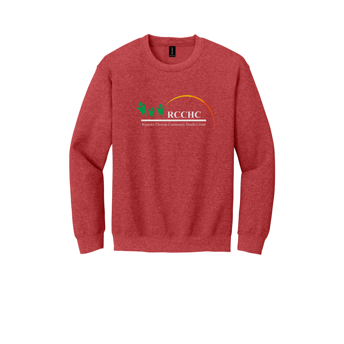 rcchc-clinic-comfort-crewneck-dtf-front-18000-heathersportscarlet-flat-front