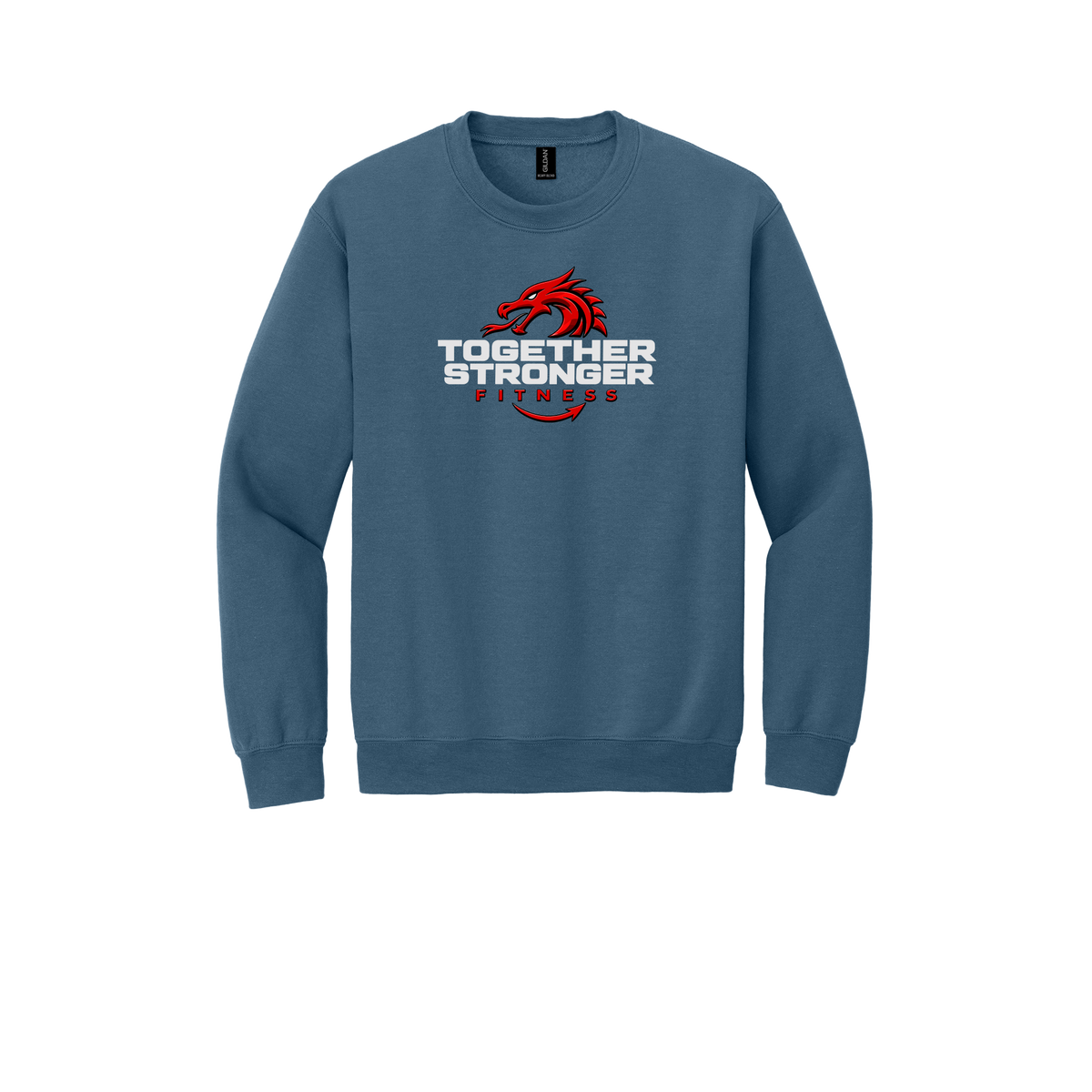 togetherstrongerfitness-comfort-crewneck-dtf-front-18000-indigoblue-flat-front