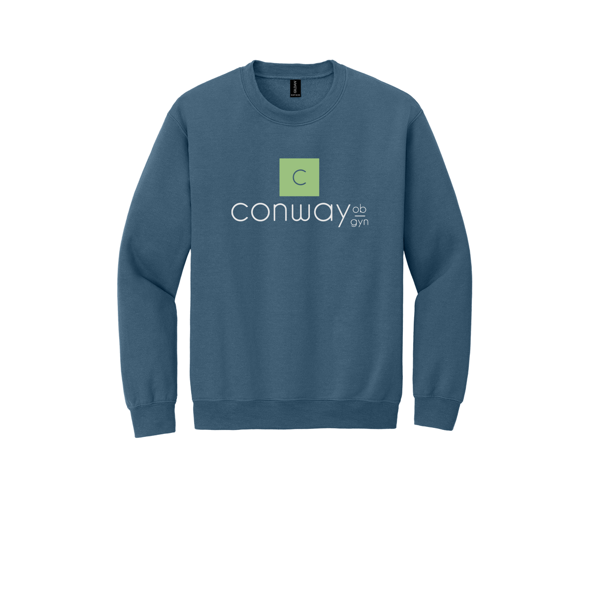 conwayobgyn-clinic-comfort-crewneck-dtf-front-18000-indigoblue-flat-front