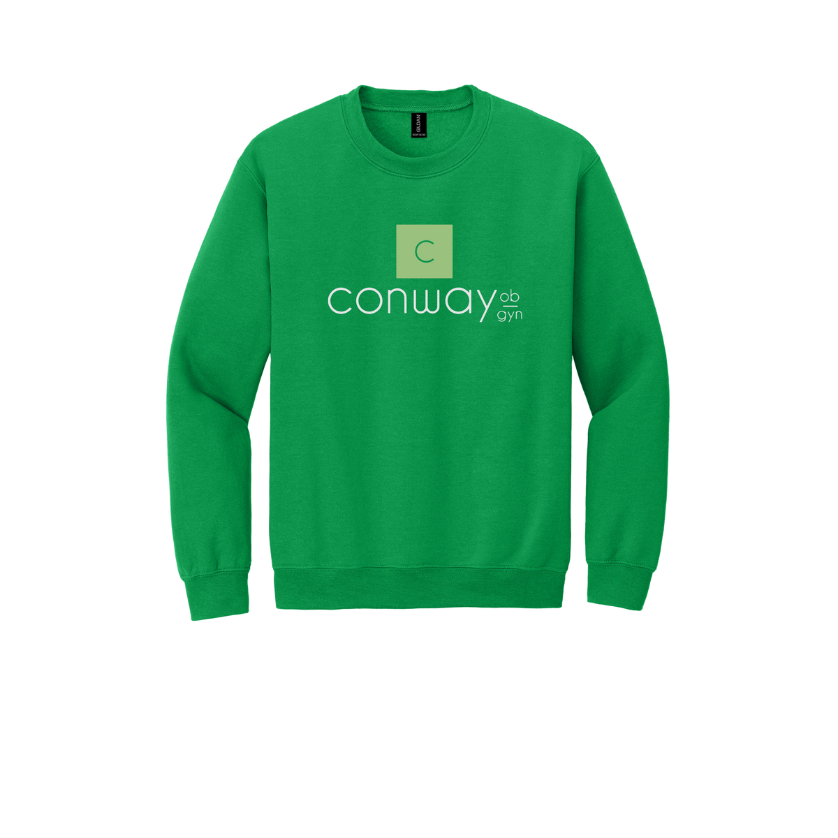 conwayobgyn-clinic-comfort-crewneck-dtf-front-18000-irishgreen-flat-front