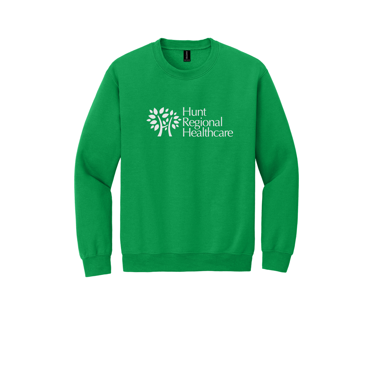 huntregional-clinic-comfort-crewneck-dtf-front-18000-irishgreen-flat-front