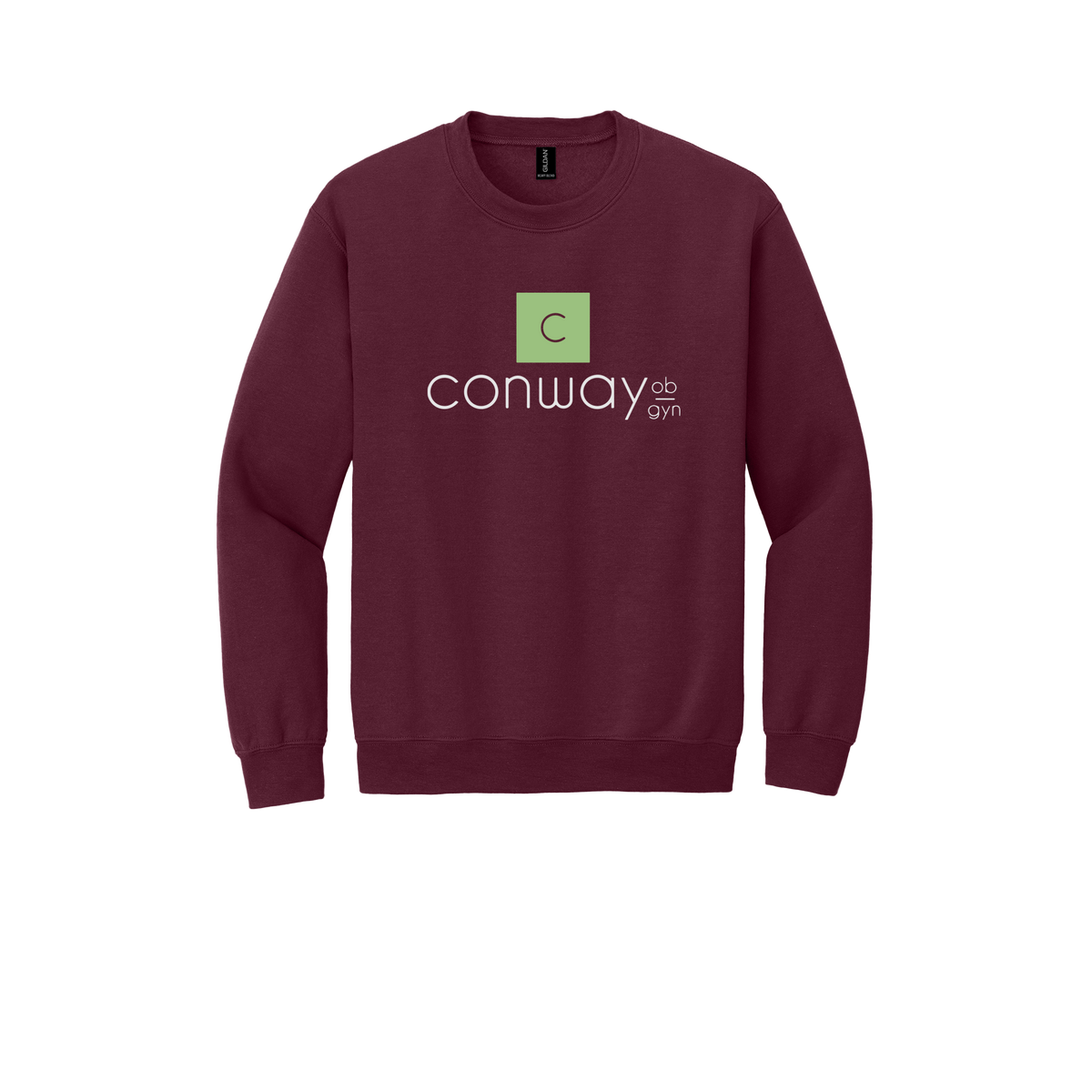 conwayobgyn-clinic-comfort-crewneck-dtf-front-18000-maroon-flat-front