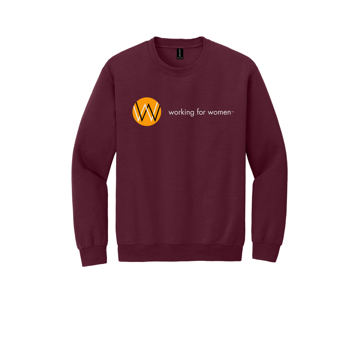 workingforwomen-comfort-crewneck-dtf-front-18000-maroon-flat-front