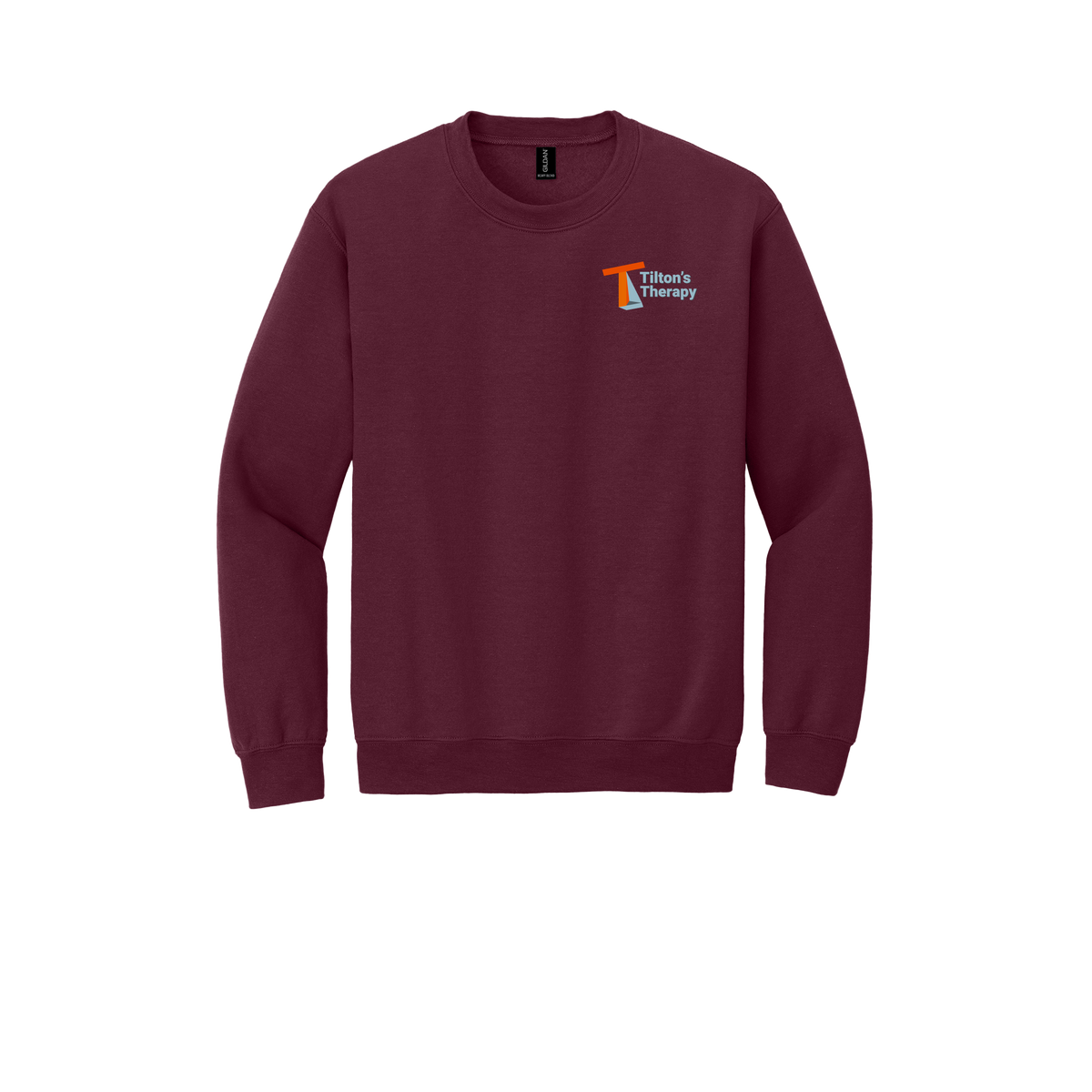 tiltonstherapy-comfort-crewneck-dtf-leftchest-18000-maroon-flat-front