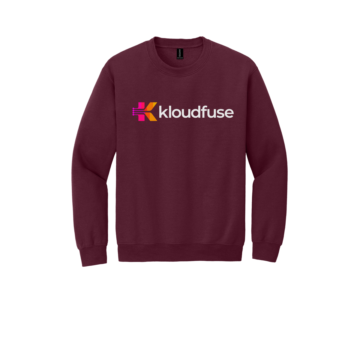 kloudfuse-comfort-crewneck-dtf-front-18000-maroon-flat-front