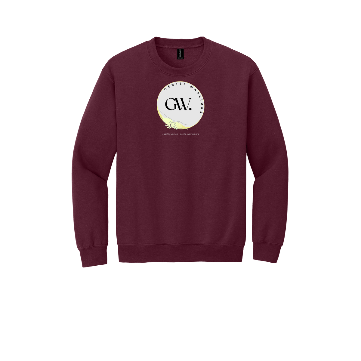 gentle-warriors-comfort-crewneck-dtf-front-18000-maroon-flat-front
