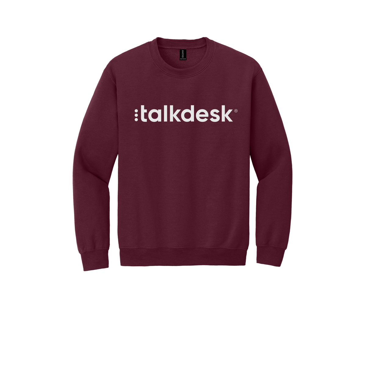 talkdesk-comfort-crewneck-dtf-front-18000-maroon-flat-front