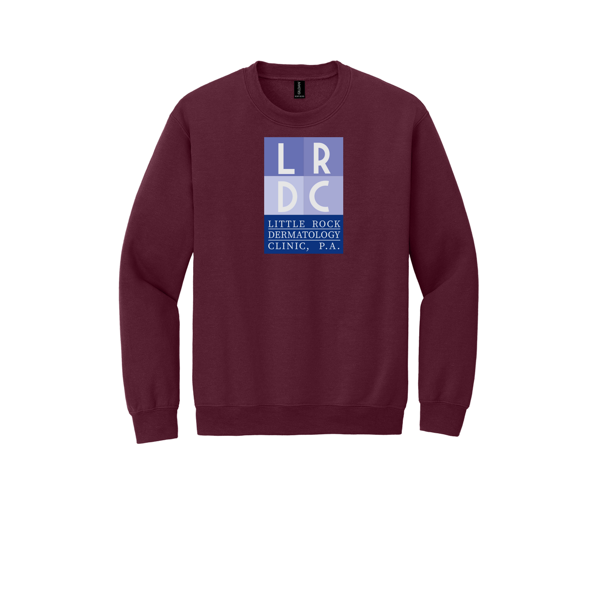 littlerockdermatology-clinic-comfort-crewneck-dtf-front-18000-maroon-flat-front