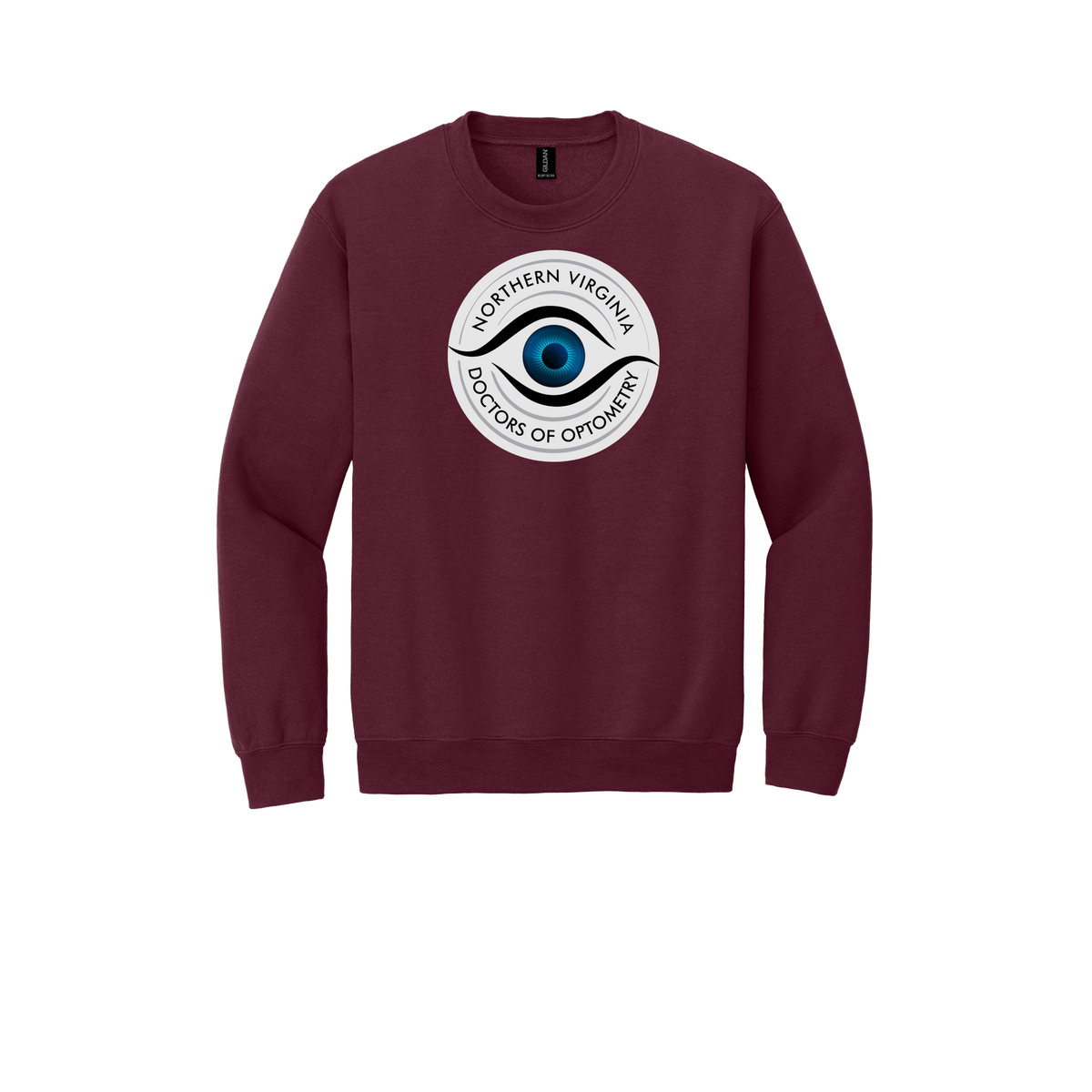 novaeyedocs-clinic-comfort-crewneck-dtf-front-18000-maroon-flat-front