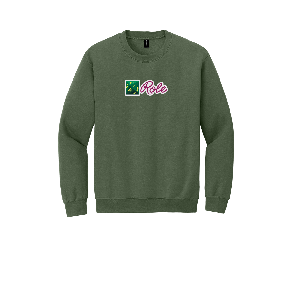 cinemarole-comfort-crewneck-dtf-front-18000-militarygreen-flat-front