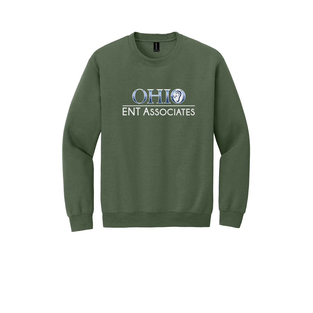 ohioentaudiology-clinic-comfort-crewneck-dtf-front-18000-militarygreen-flat-front