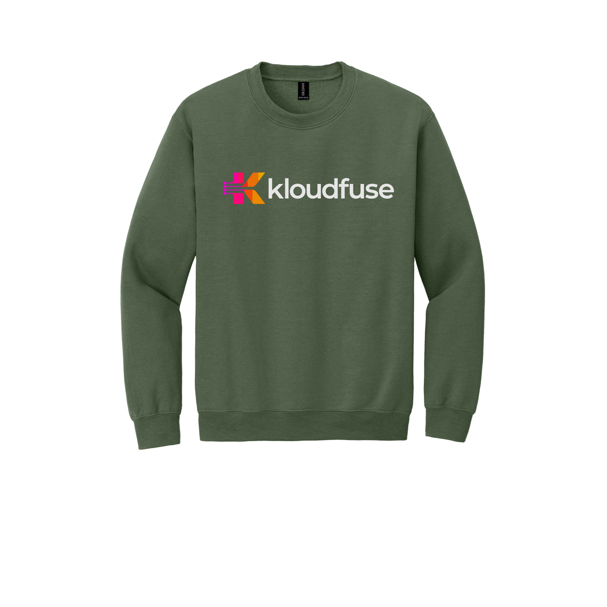 kloudfuse-comfort-crewneck-dtf-front-18000-militarygreen-flat-front