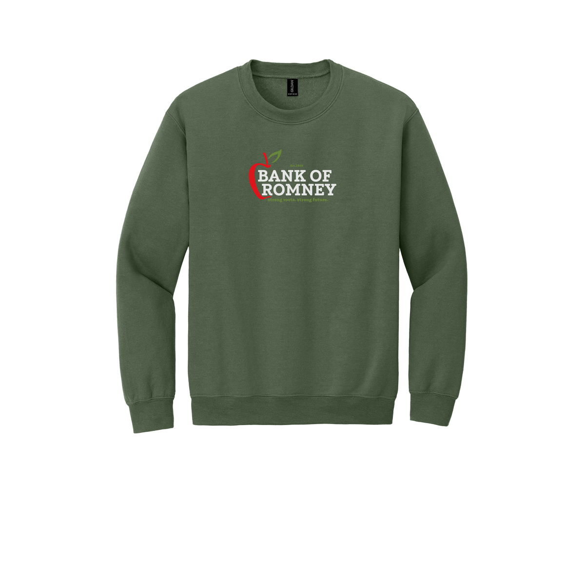 bankofromney-comfort-crewneck-dtf-front-18000-militarygreen-flat-front