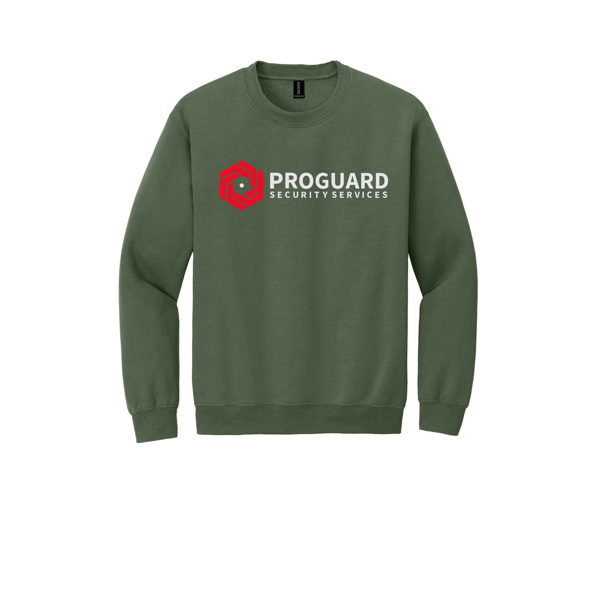 proguardsecurityservices-comfort-crewneck-dtf-front-18000-militarygreen-flat-front