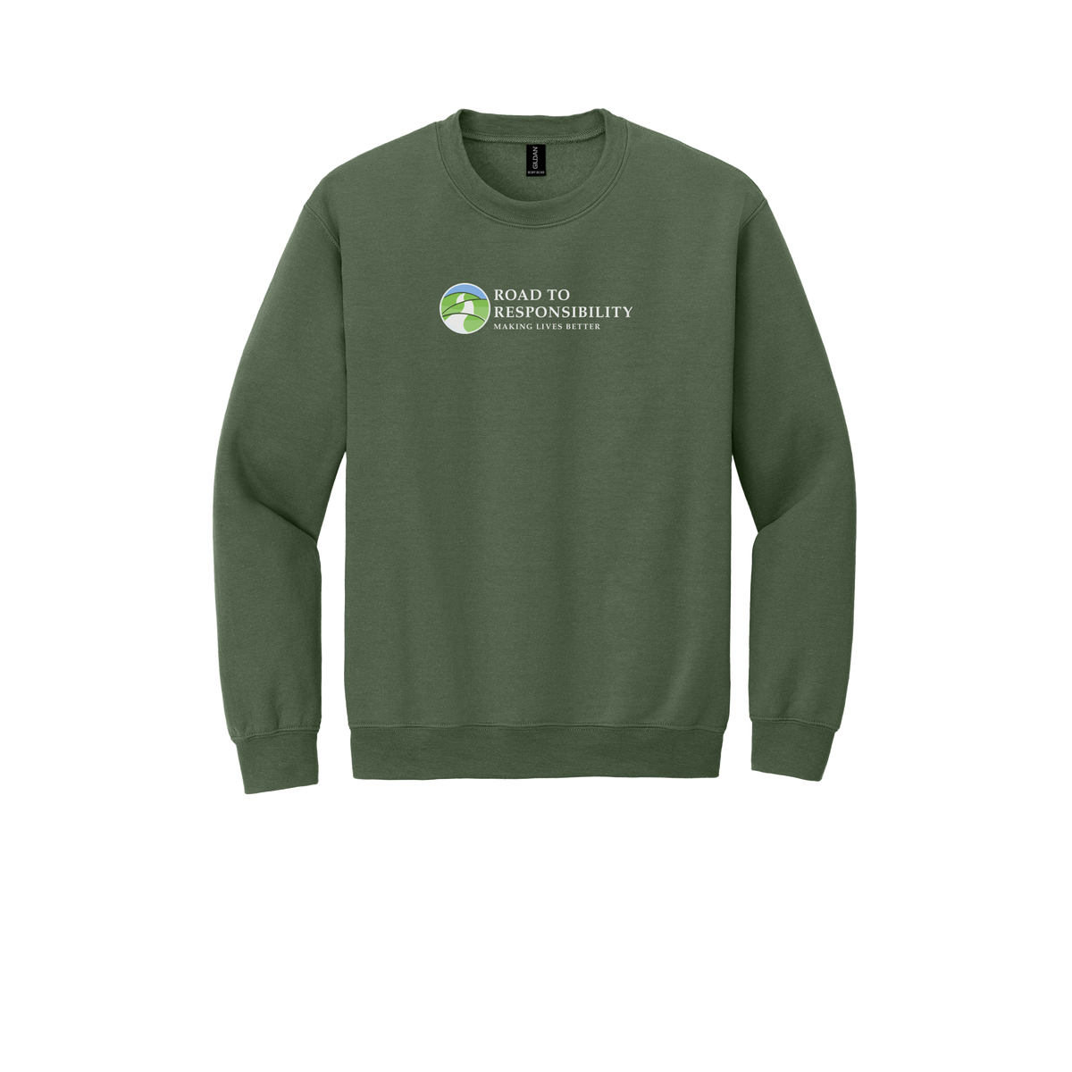 roadtoresponsibility-comfort-crewneck-dtf-front-18000-militarygreen-flat-front