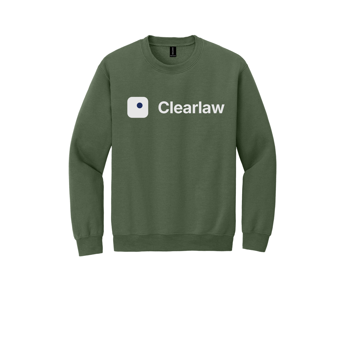 clearlaw-comfort-crewneck-dtf-front-18000-militarygreen-flat-front