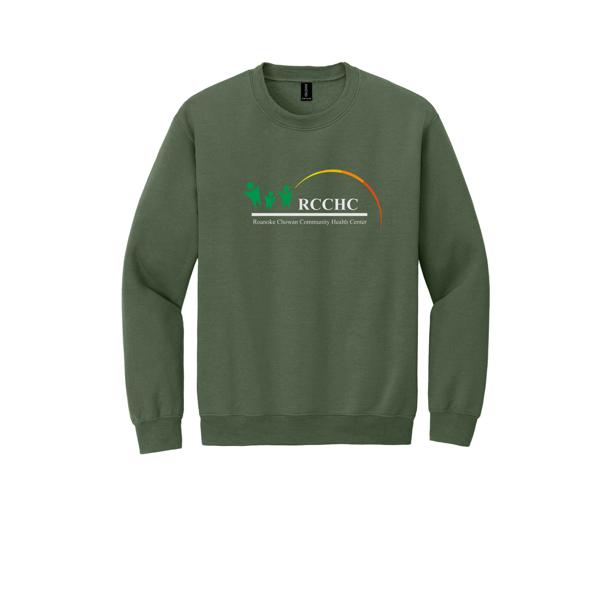 rcchc-clinic-comfort-crewneck-dtf-front-18000-militarygreen-flat-front