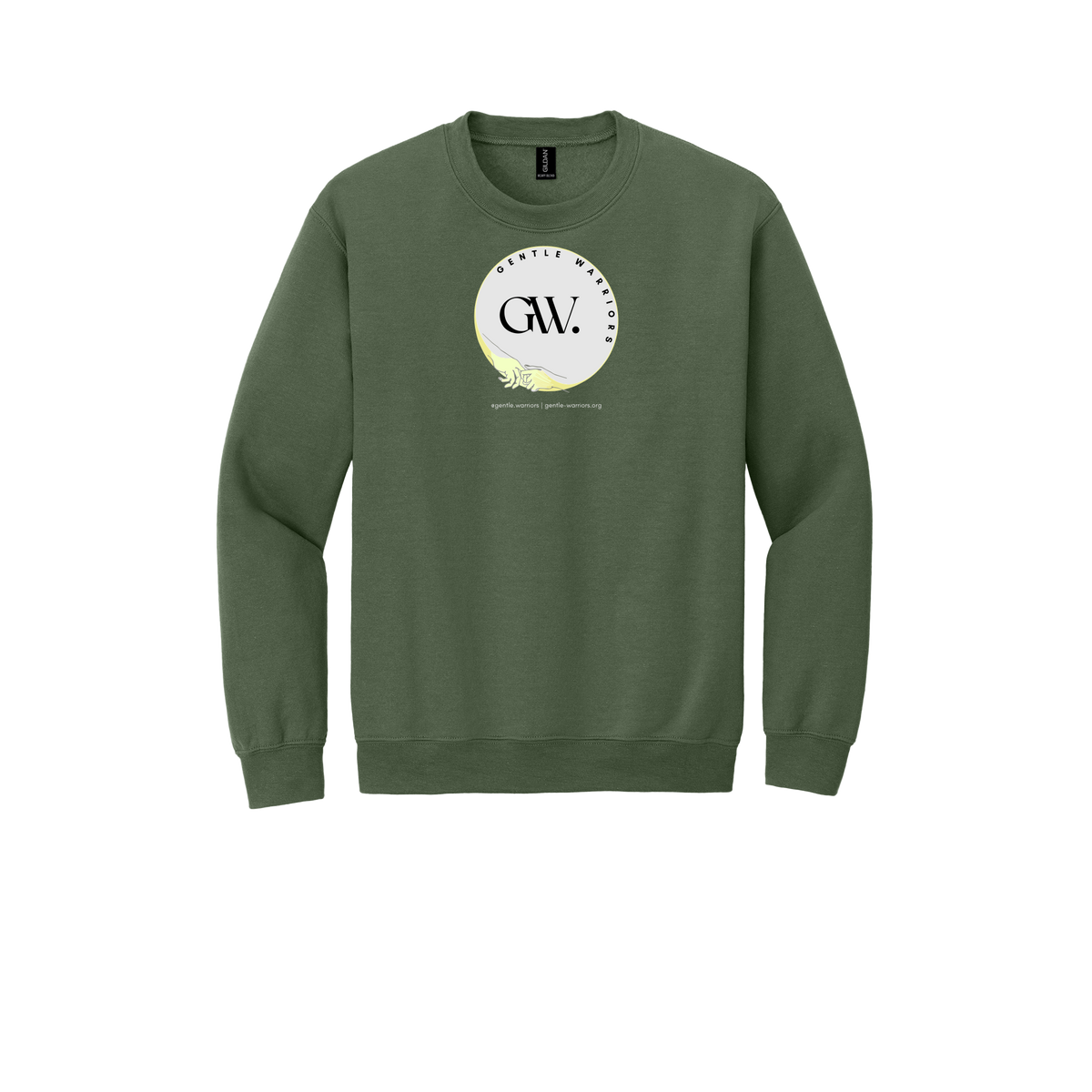 gentle-warriors-comfort-crewneck-dtf-front-18000-militarygreen-flat-front