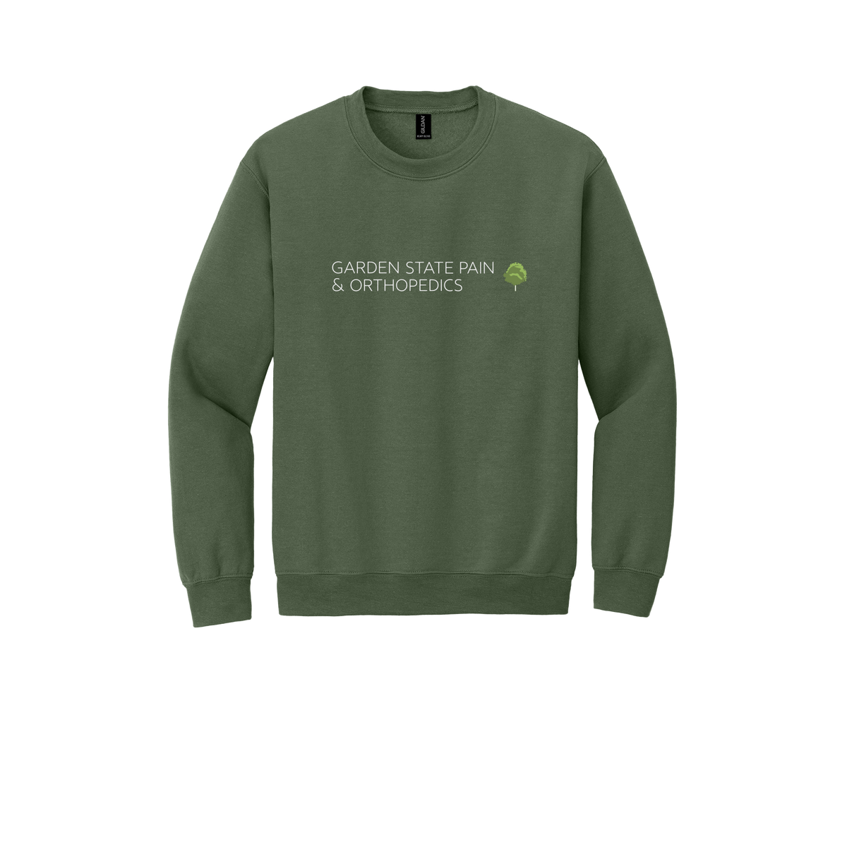gardenstatepain-clinic-comfort-crewneck-dtf-front-18000-militarygreen-flat-front