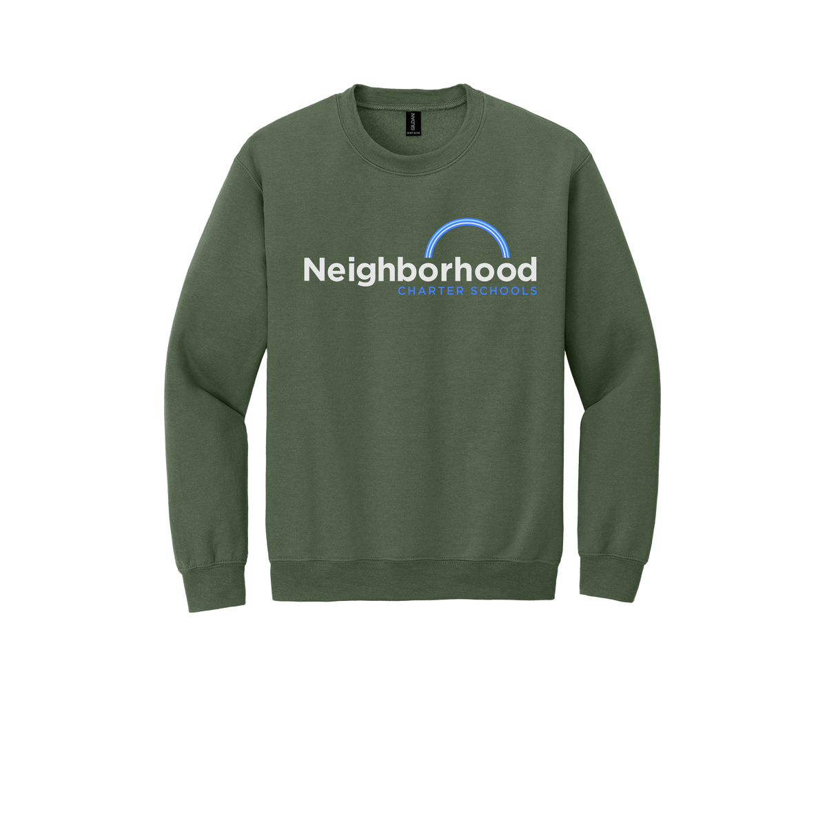 ncschools-comfort-crewneck-dtf-front-18000-militarygreen-flat-front