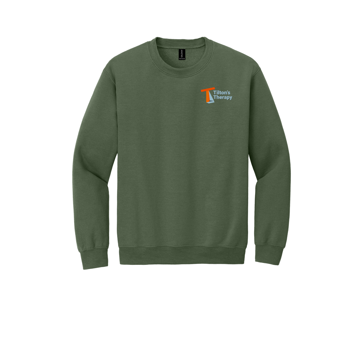 tiltonstherapy-comfort-crewneck-dtf-leftchest-18000-militarygreen-flat-front