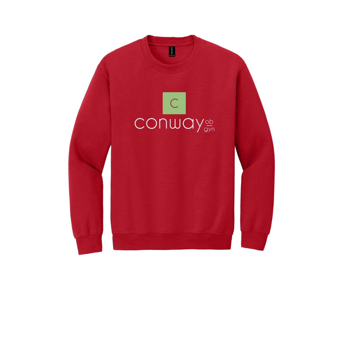 conwayobgyn-clinic-comfort-crewneck-dtf-front-18000-red-flat-front