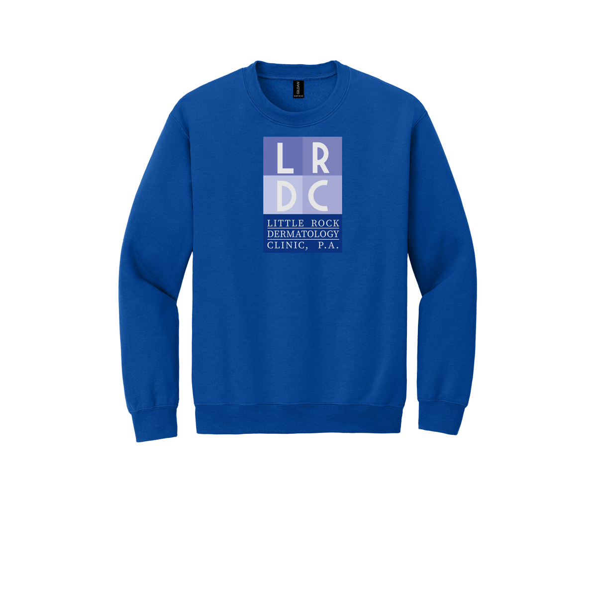 littlerockdermatology-clinic-comfort-crewneck-dtf-front-18000-royal-flat-front
