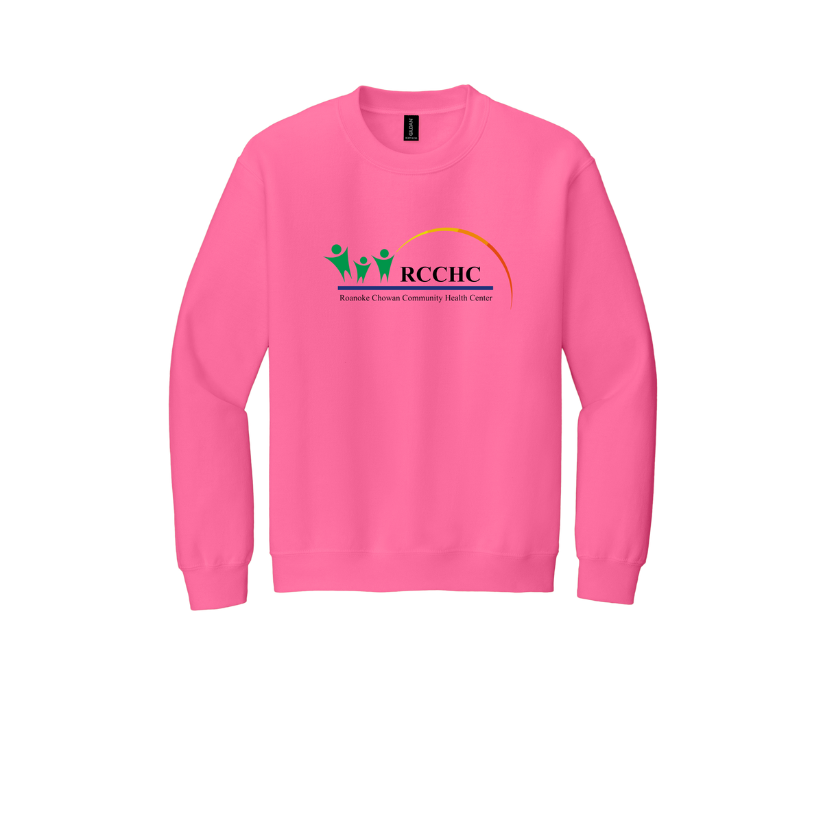 rcchc-clinic-comfort-crewneck-dtf-front-18000-safetypink-flat-front