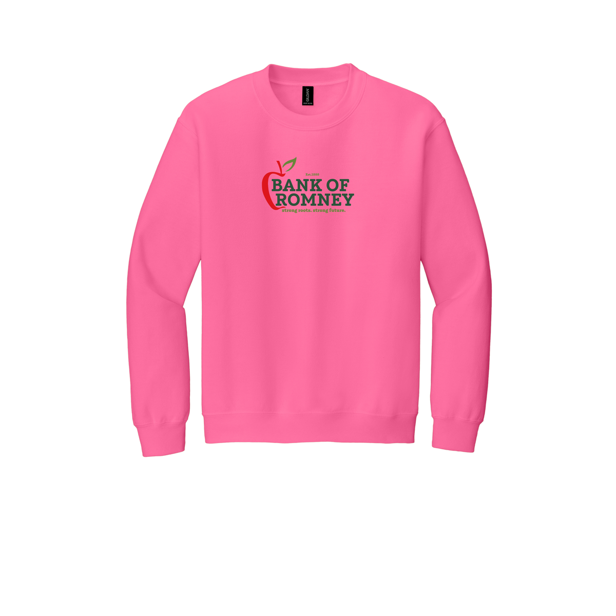 bankofromney-comfort-crewneck-dtf-front-18000-safetypink-flat-front