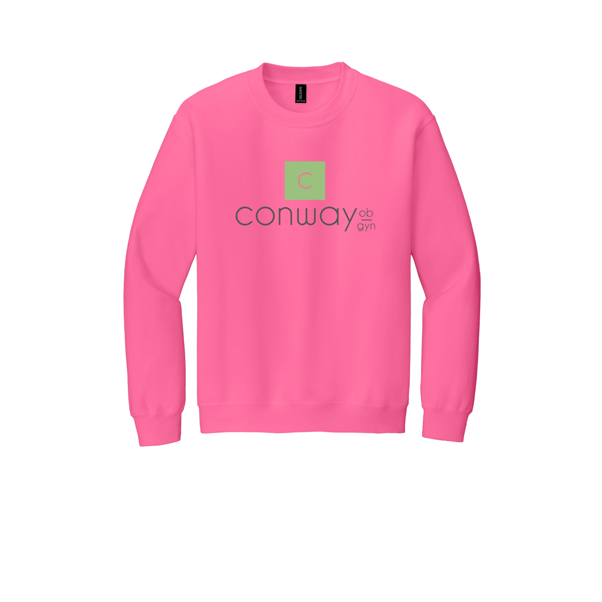 conwayobgyn-clinic-comfort-crewneck-dtf-front-18000-safetypink-flat-front