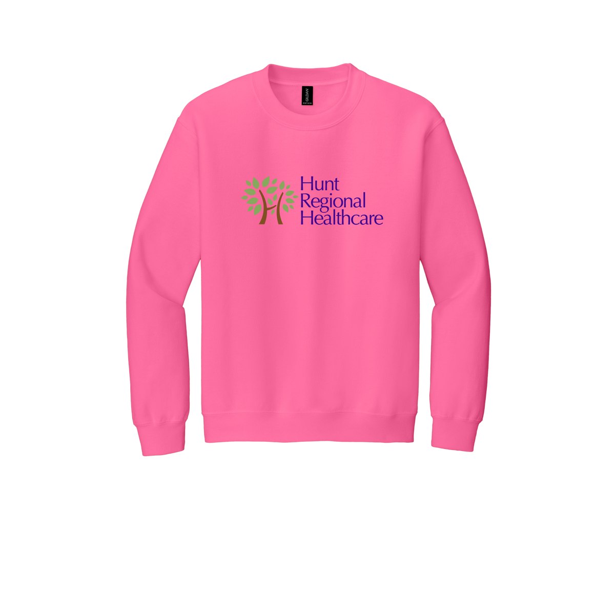 huntregional-clinic-comfort-crewneck-dtf-front-18000-safetypink-flat-front