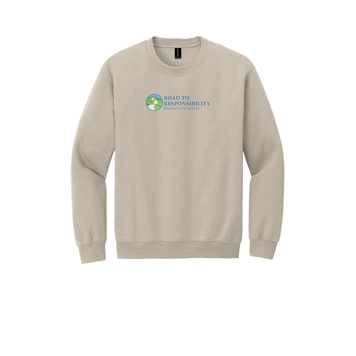 roadtoresponsibility-comfort-crewneck-dtf-front-18000-sand-flat-front