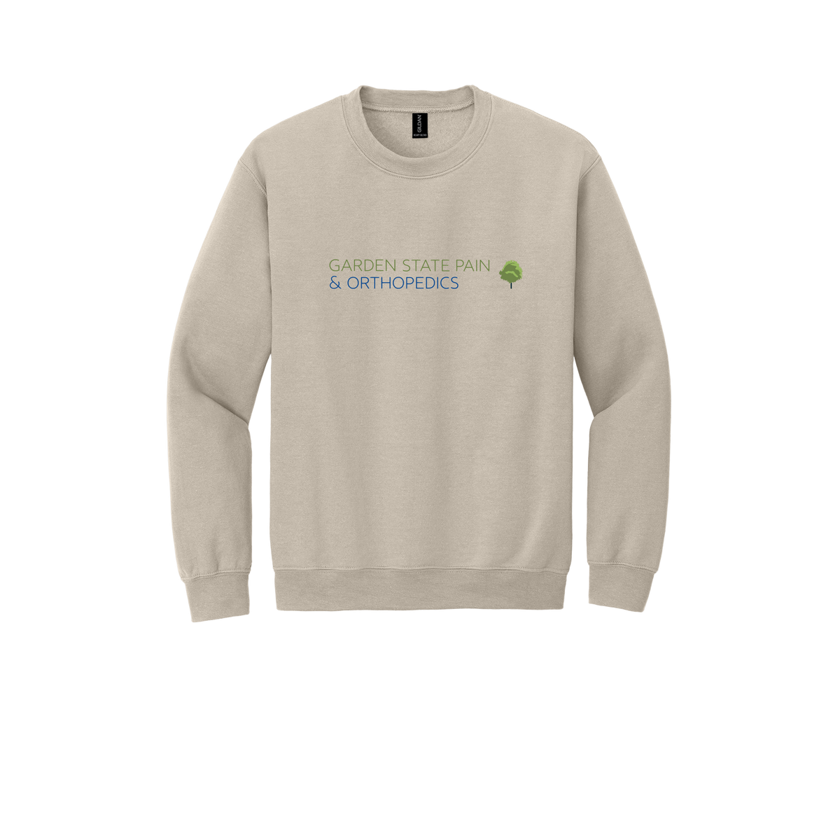 gardenstatepain-clinic-comfort-crewneck-dtf-front-18000-sand-flat-front