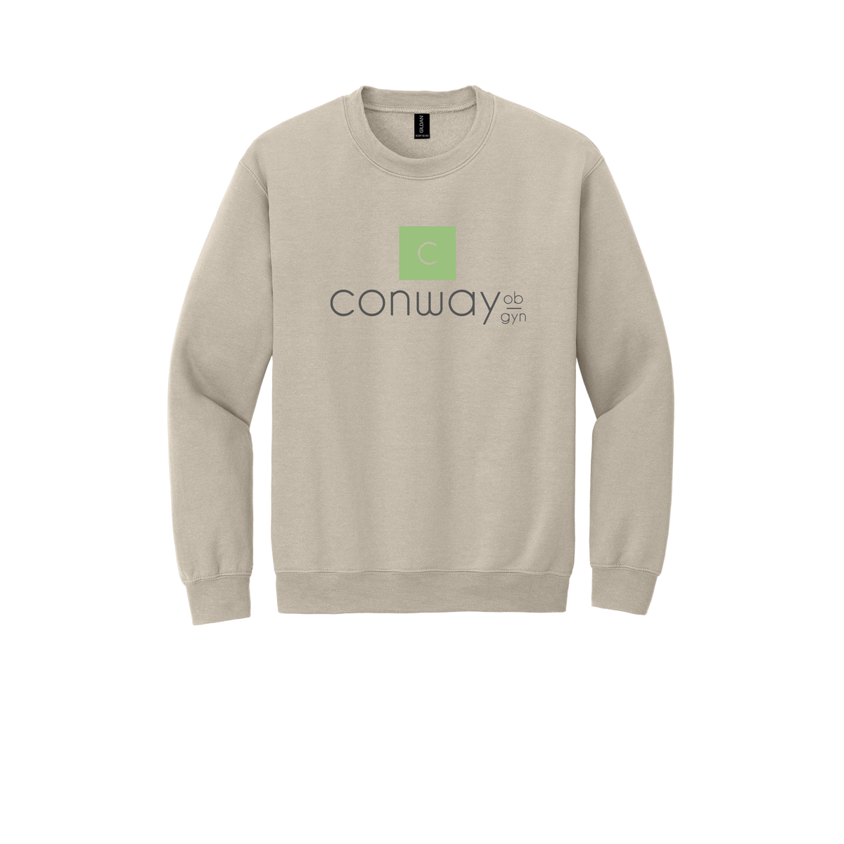 conwayobgyn-clinic-comfort-crewneck-dtf-front-18000-sand-flat-front