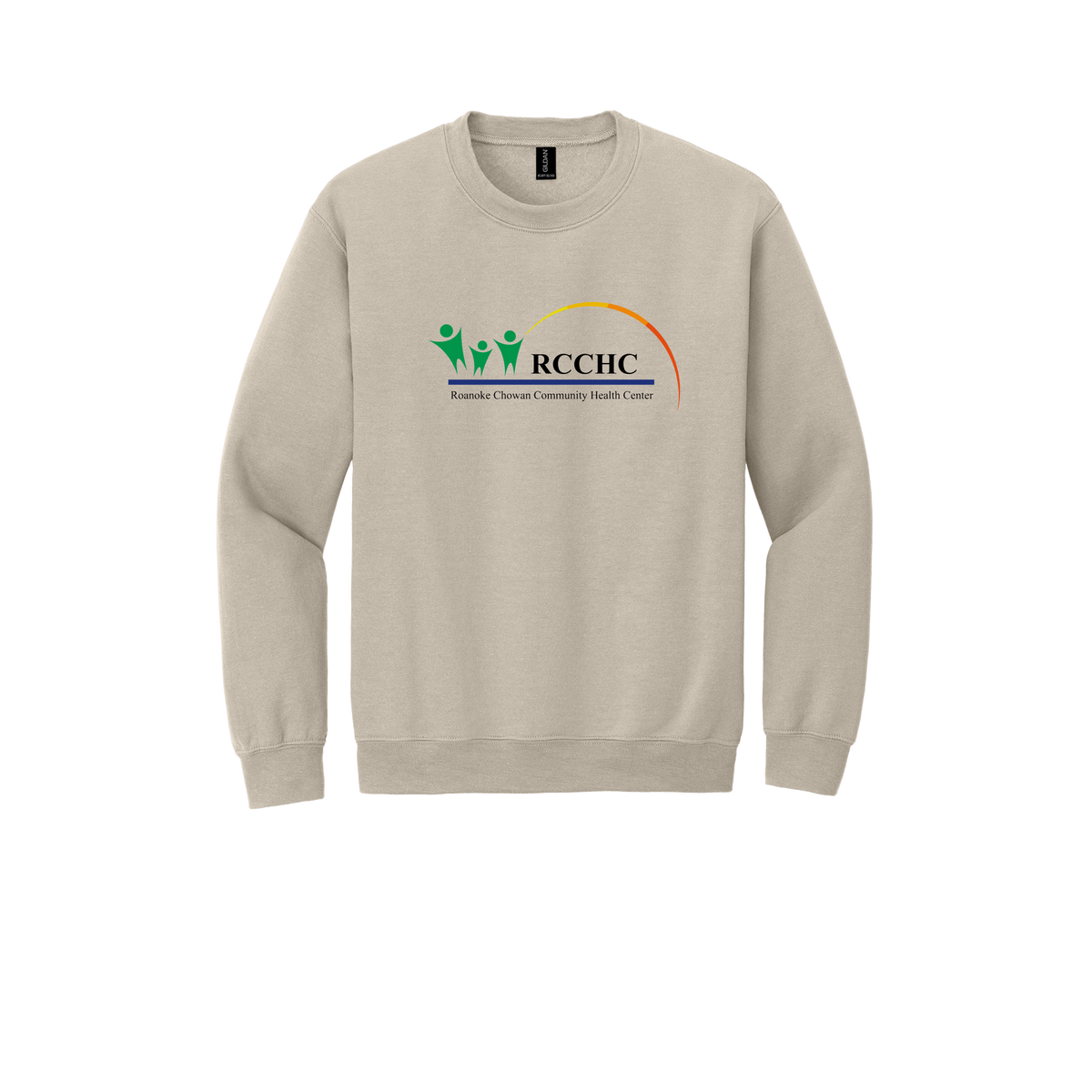 rcchc-clinic-comfort-crewneck-dtf-front-18000-sand-flat-front