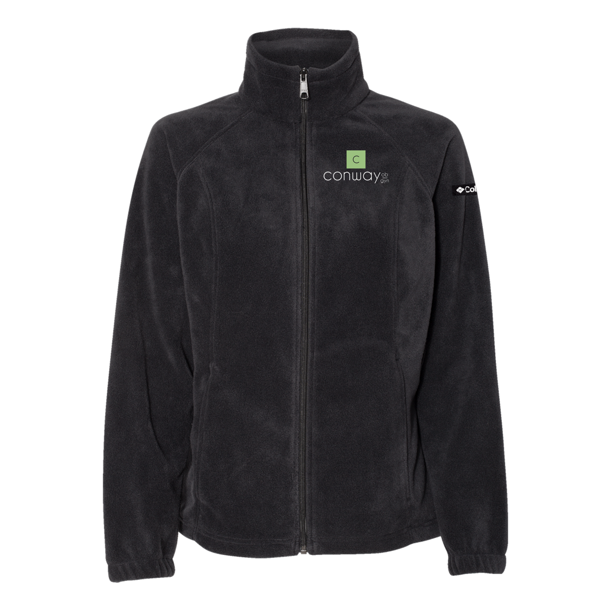 conwayobgyn-columbia-womens-fleece-jacket-embroidery-leftchest-212470-black-flat-front