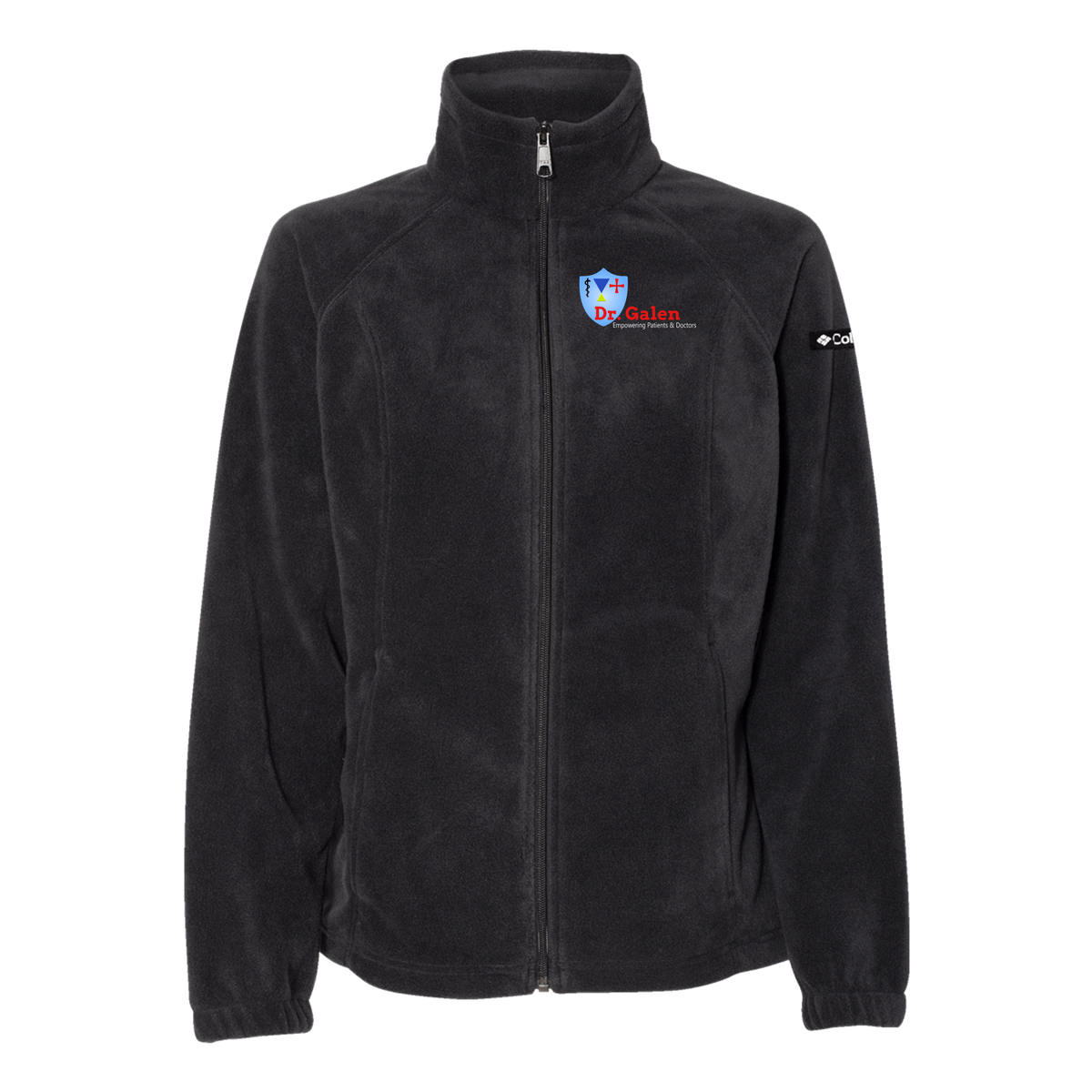 drgalen-columbia-womens-fleece-jacket-embroidery-leftchest-212470-black-flat-front