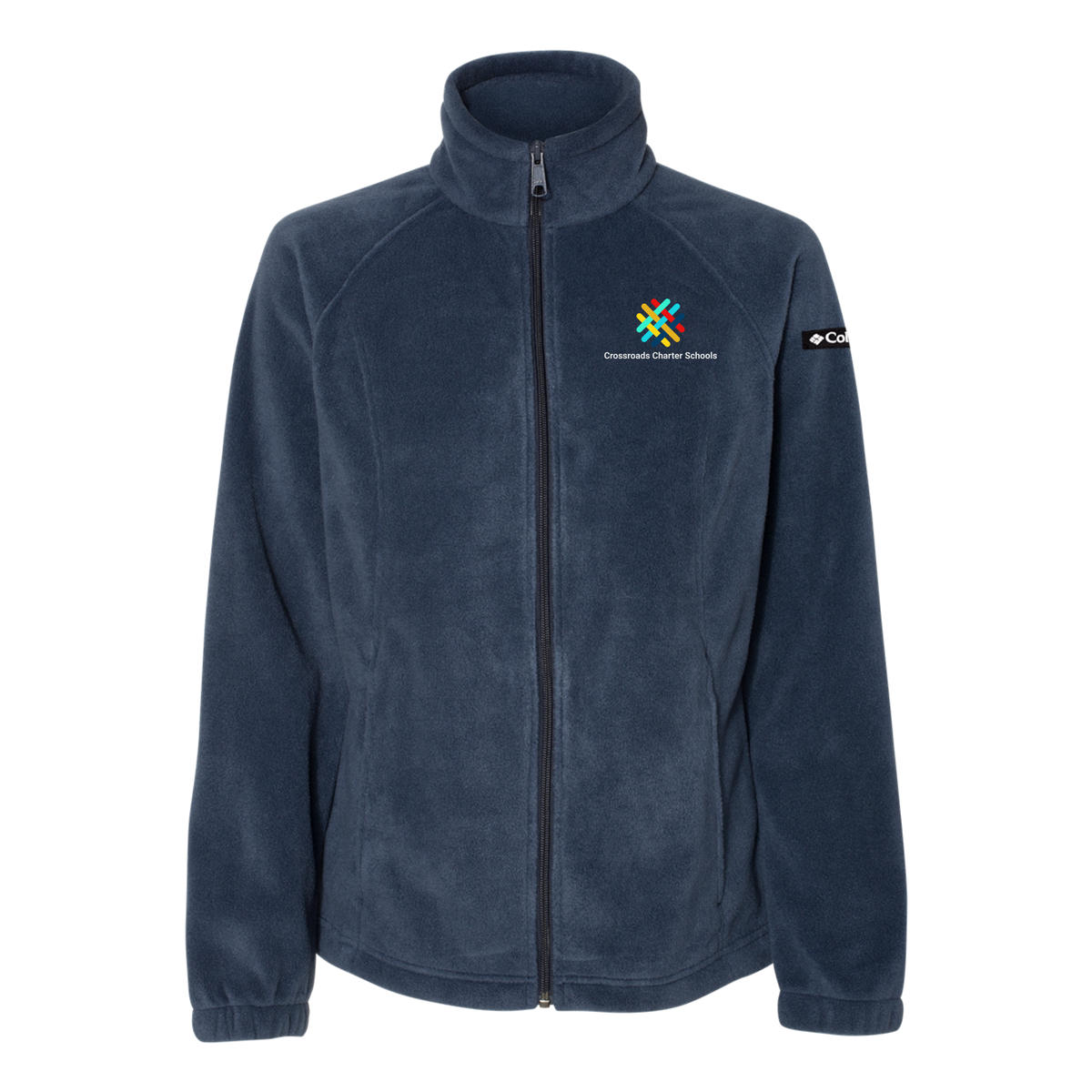 crossroadsschoolskc-columbia-womens-fleece-jacket-embroidery-leftchest-212470-collegiatenavy-flat-front