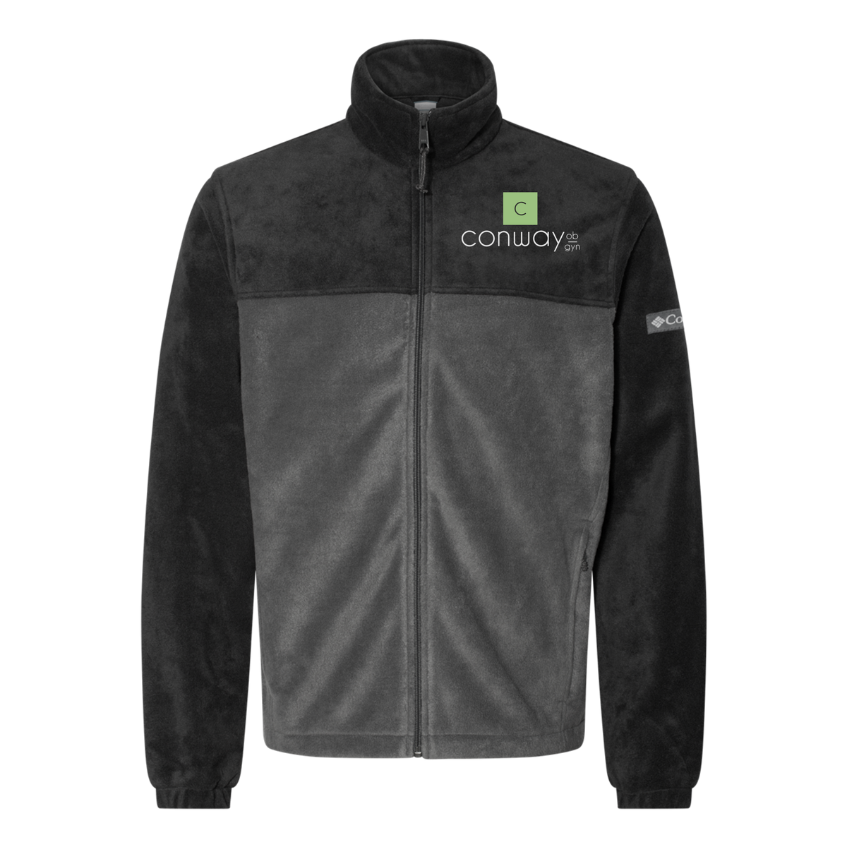 conwayobgyn-columbia-mens-fleece-jacket-embroidery-leftchest-212478-blackgrill-flat-front
