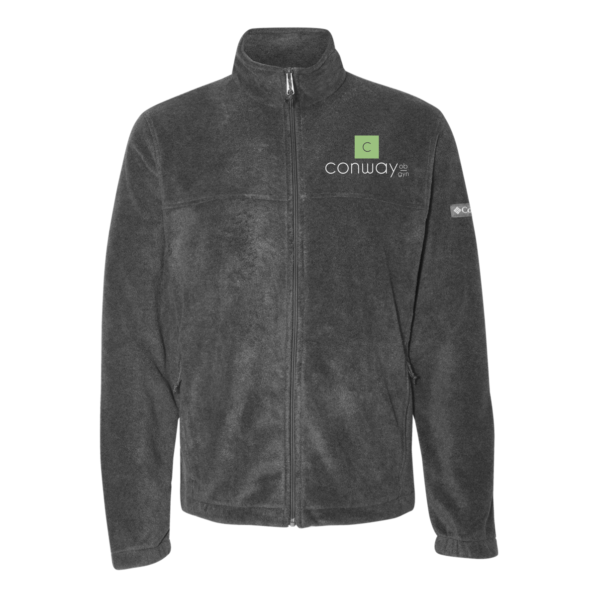 conwayobgyn-columbia-mens-fleece-jacket-embroidery-leftchest-212478-charcoalheather-flat-front