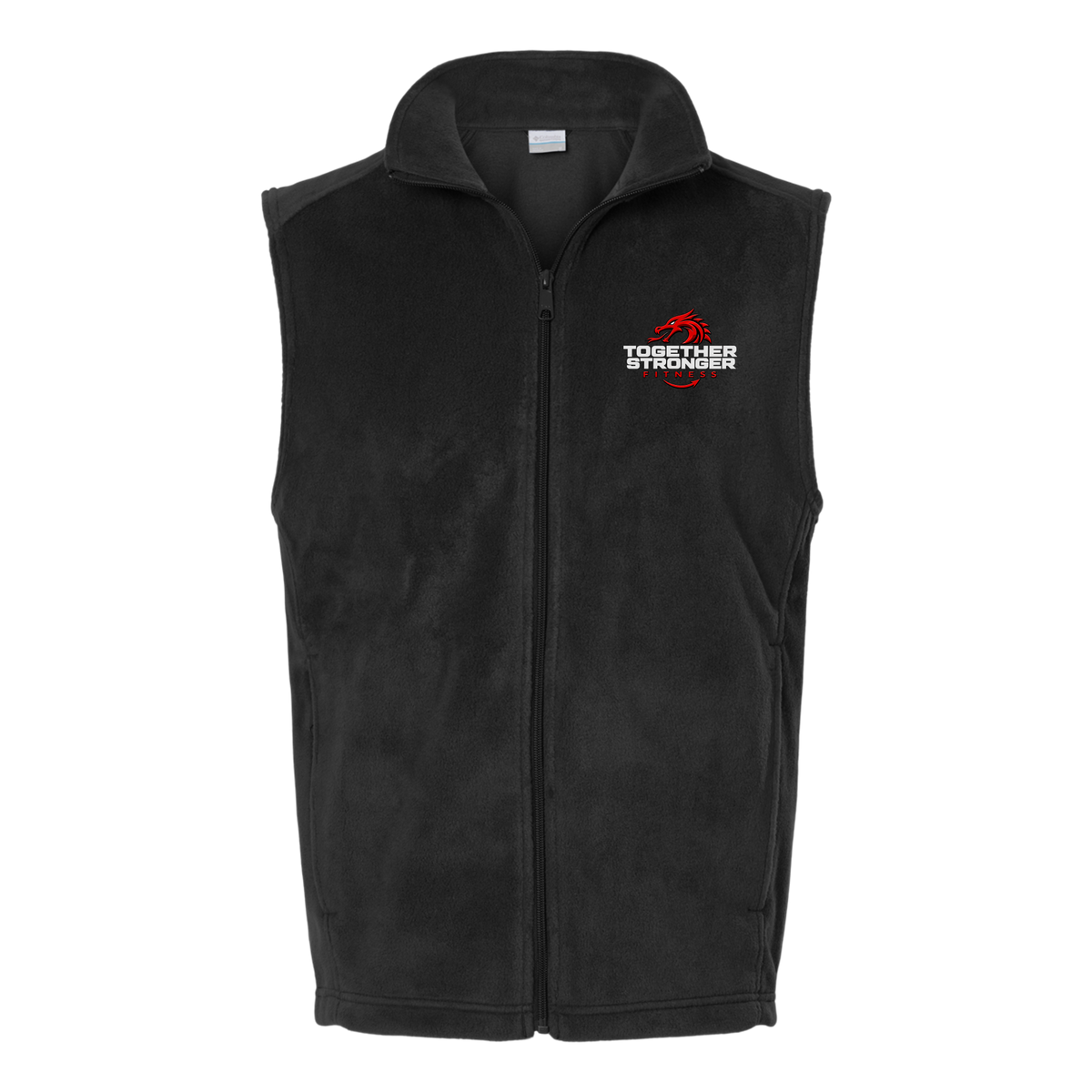 togetherstrongerfitness-columbia-mens-fleece-vest-embroidery-leftchest-212488-black-flat-front
