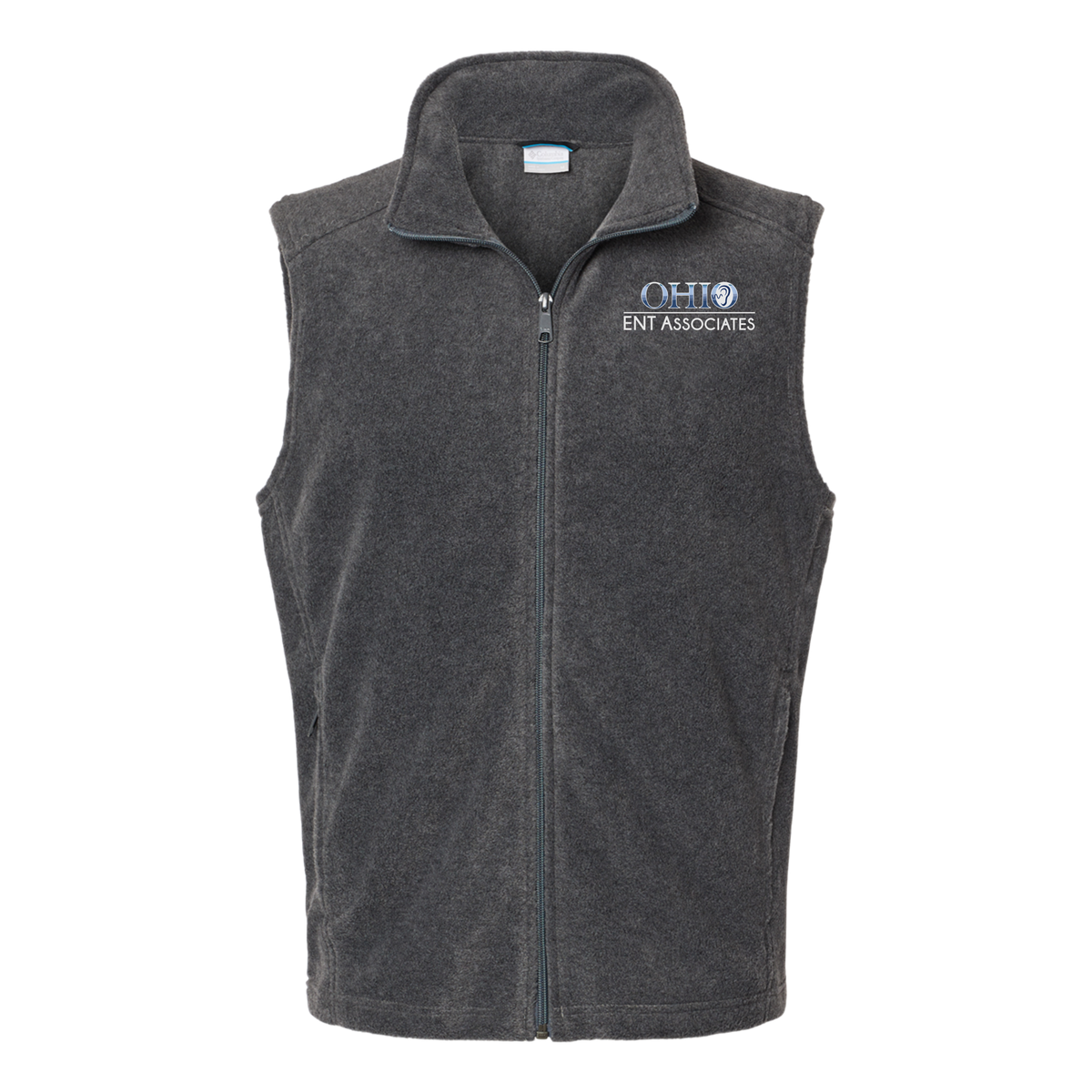 ohioentaudiology-columbia-mens-fleece-vest-embroidery-leftchest-212488-charcoalheather-flat-front