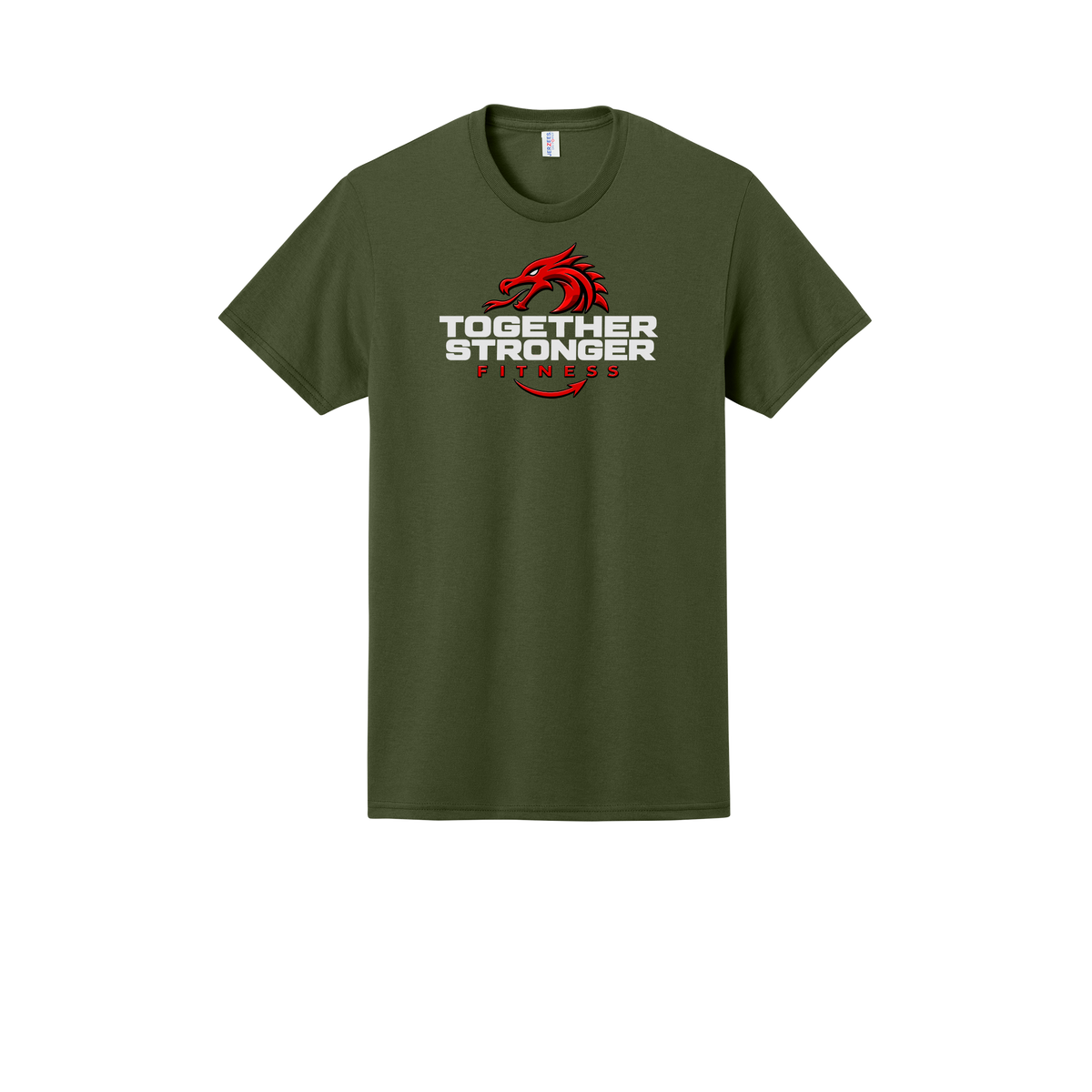 togetherstrongerfitness-jerzees-dri-power-cotton-poly-tee-dtf-front-29M-militarygreen-flat-front