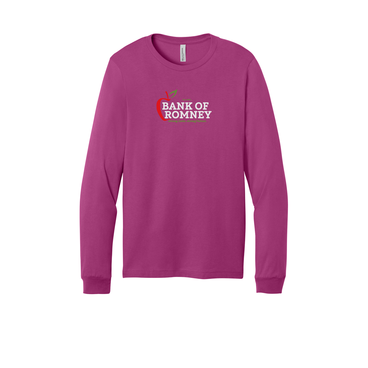 bankofromney-all-season-long-sleeve-tee-dtf-front-3501-berry-flat-front