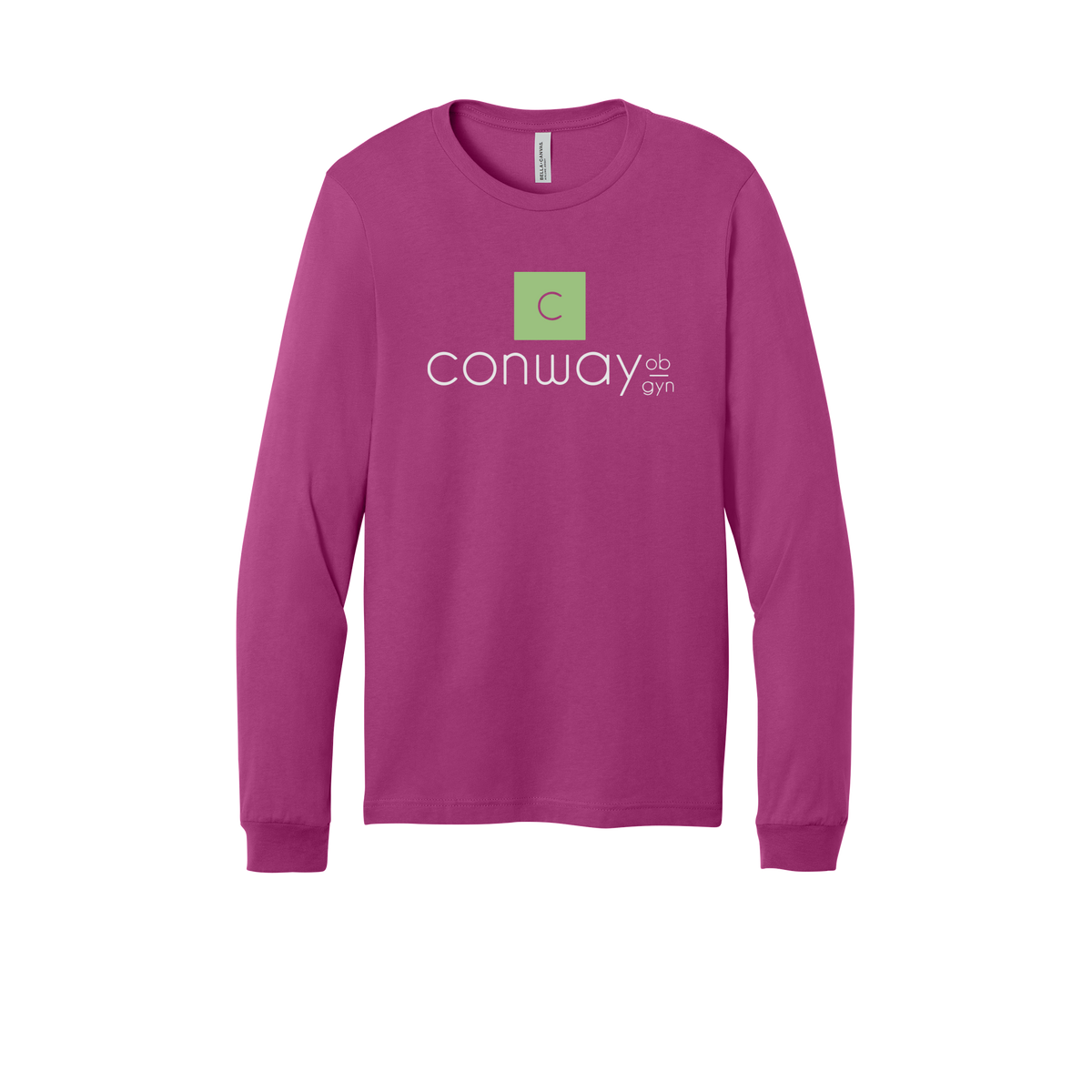 conwayobgyn-all-season-medical-long-sleeve-tee-dtf-front-3501-berry-flat-front
