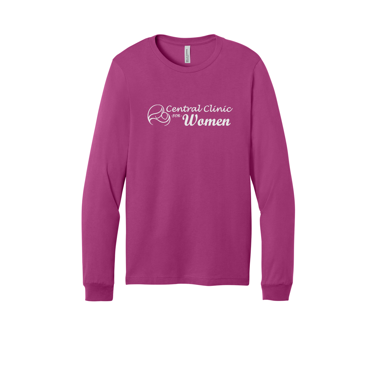 centralclinicforwomen-all-season-medical-long-sleeve-tee-dtf-front-3501-berry-flat-front