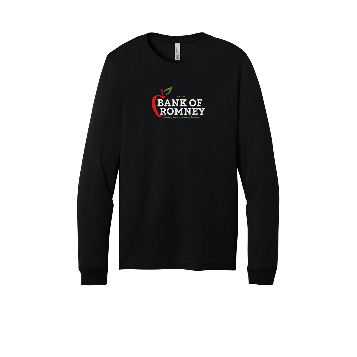 bankofromney-all-season-long-sleeve-tee-dtf-front-3501-black-flat-front